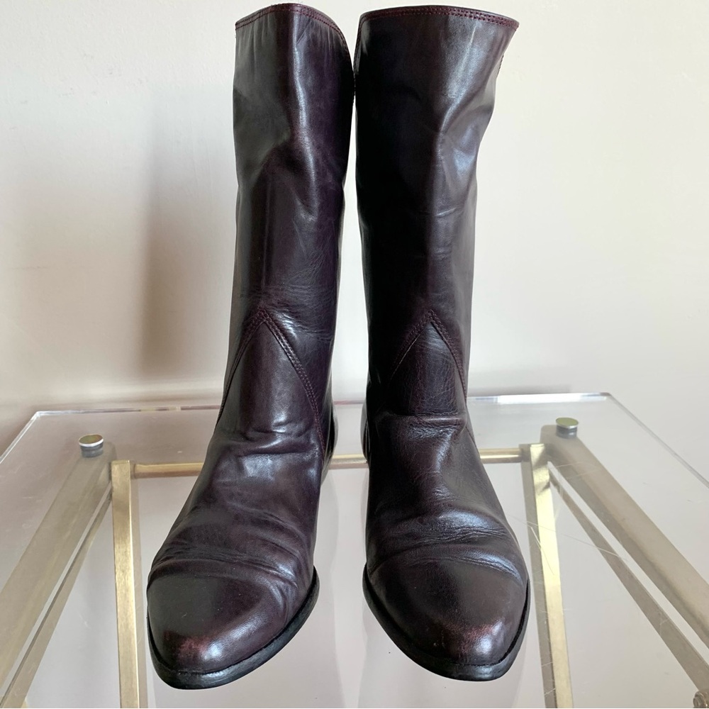 Women’s Leather Mid-Calf Flat Boots Size 9